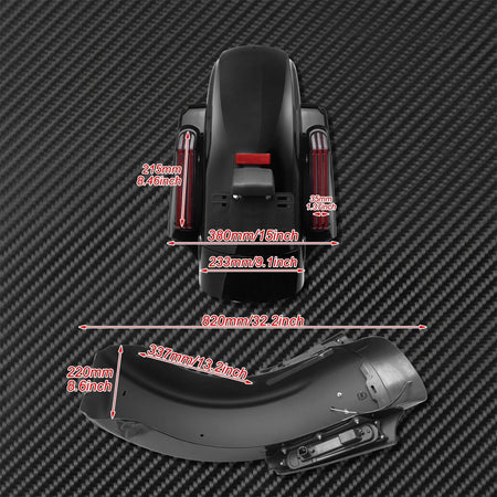 Motorcycle Rear Fender System Extension LED Fascia Set For Harley Touring 2009-2024 CVO Road Street Glide FLHR Ultra Limited