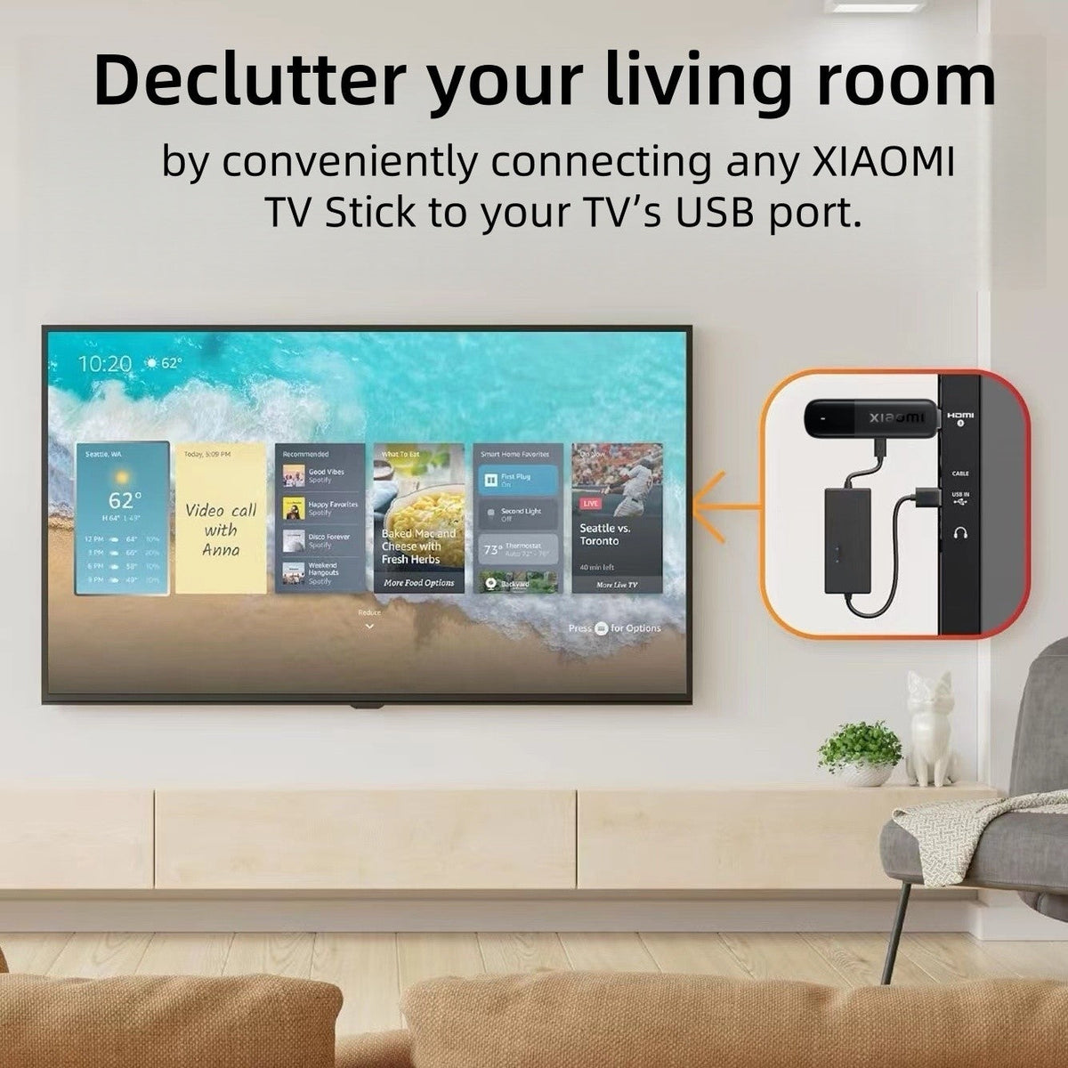 Power Cable Adapter for Xiaomi TV Stick, Power Xiaomi TV Stick Directly from TV USB Port (Eliminates the Need for AC Adapter)