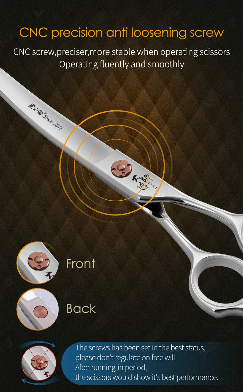 Fenice ZB Professional 6.5/7.0 Inch JP440CDog Grooming Curved Chunker/Thinner/Fluffy Scissors for Dog Groomer/Family Use