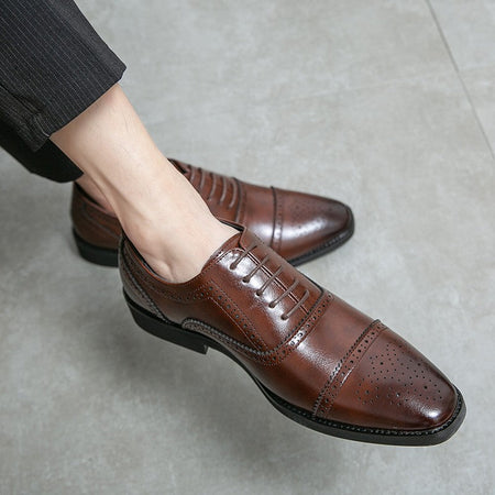 Men Oxfords Brogue Shoes Fashion Breathable Split Leather 38-48 Size Boys Black Soft Outdoor Casual Autumn Mules Dress Flats