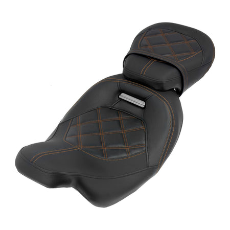 Motorcycle Two Up Seat Black Front Rear Driver Passenger Seat For Harley Touring Road King Street Electra Road Glide 2009-2024