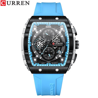 CURREN Fashion men watch brand unique square design luxury quartz sports tape watches men waterproof