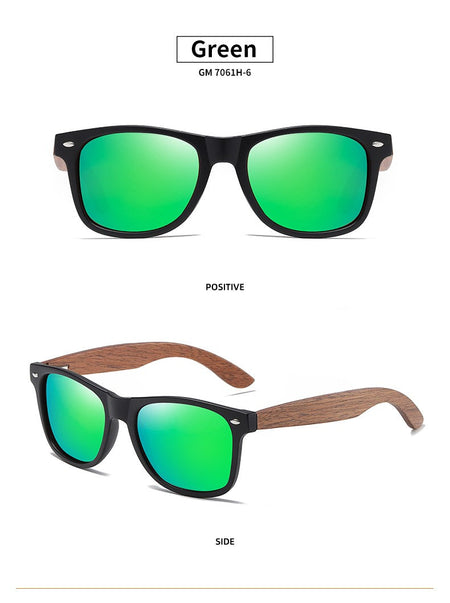 GM Environment-Friendly Retro Walnut Wood Sunglasses UV400 Polarized Bamboo Sunglasses Men's Fashion Trendy Anti Blue Lens 7061h