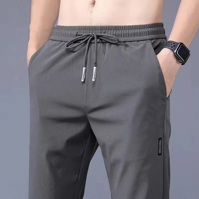 2024 Summer men's casual pants slim fit thin Korean version ice silk pants Jinlun sports pants straight tube quick drying pants