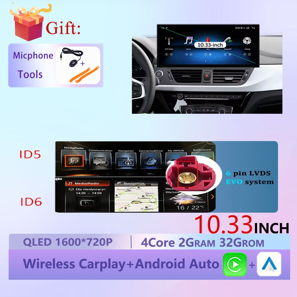 Wireless CarPlay Android 15 Touchscreen Stereo For BMW 1 Series F20 F21 F22 F23 2016 - 2023 NBT/EVO System WiFi GPS 4G F6NAVI