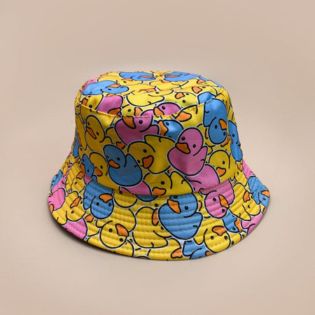Cartoon Yellow Duck Bucket Hats New Unisex Cute Sunshade Double Sided Wearable Fashion Casual Versatile Outdoor Fisherman Caps