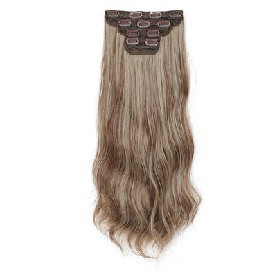 24Inch 61cm Body Wave Synthetic Wavy Blond 27/613 White Clip In Hair Extensions 4Pcs/lot 220g Heat Resistant Fiber