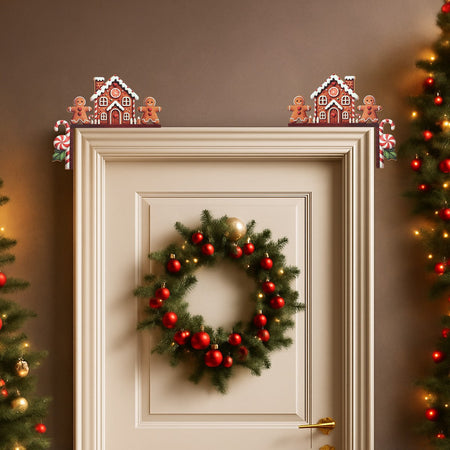 Christmas Gingerbread Man Wooden Door Frame Decoration Merry Christmas Decor for Home 2025 Navidad Xmas Ornament New Year 2026