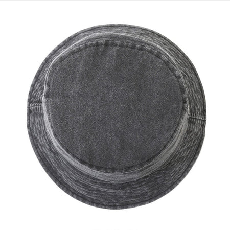 Panda Embroidery Washed Cotton Bucket Hat for Men Women Vintage Wide Brim Sun Protection Adjustable Outdoor Fishing Beach Cap