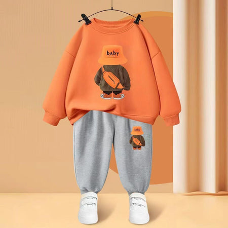 Kids Clothes Boys & Girls Autumn Long Sleeve Top & Pants 2 Pieces Sets Children Boy & Girl Printed Bear Tracksuit Sport Outfit