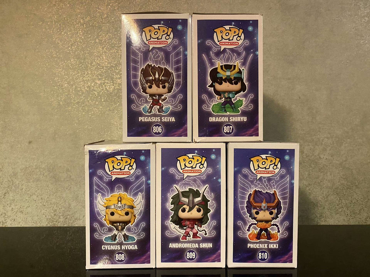 Funko Pop Saint Seiya Action Figure Cygnus Hyoga #808 Dragon Shiryu #807 Andromeda Shun #809 Phoenix Ikki #810 Vinyl Dolls Toys