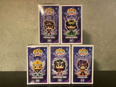 Funko Pop Saint Seiya Action Figure Cygnus Hyoga #808 Dragon Shiryu #807 Andromeda Shun #809 Phoenix Ikki #810 Vinyl Dolls Toys