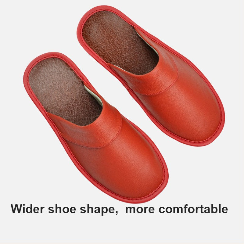 Big sizeGenuine Cow Leather Slippers Homes in indoor slipper Spring Autumn men women elderly non-slip casual single Slides shoes