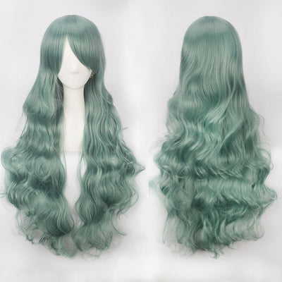 European and American style cos color anime wig, with foreign trade buckle net, universal, 80CM long, curly Synthetic fiber wig