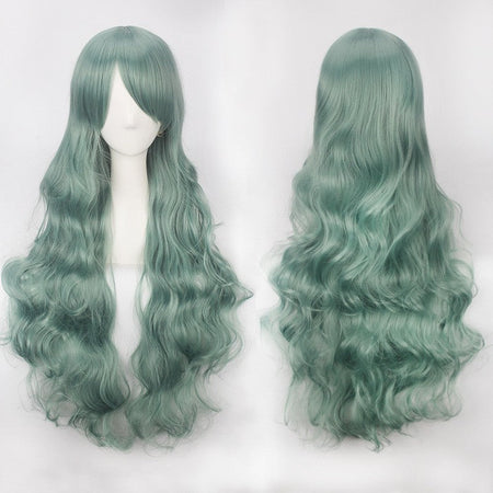 European and American style cos color anime wig, with foreign trade buckle net, universal, 80CM long, curly Synthetic fiber wig
