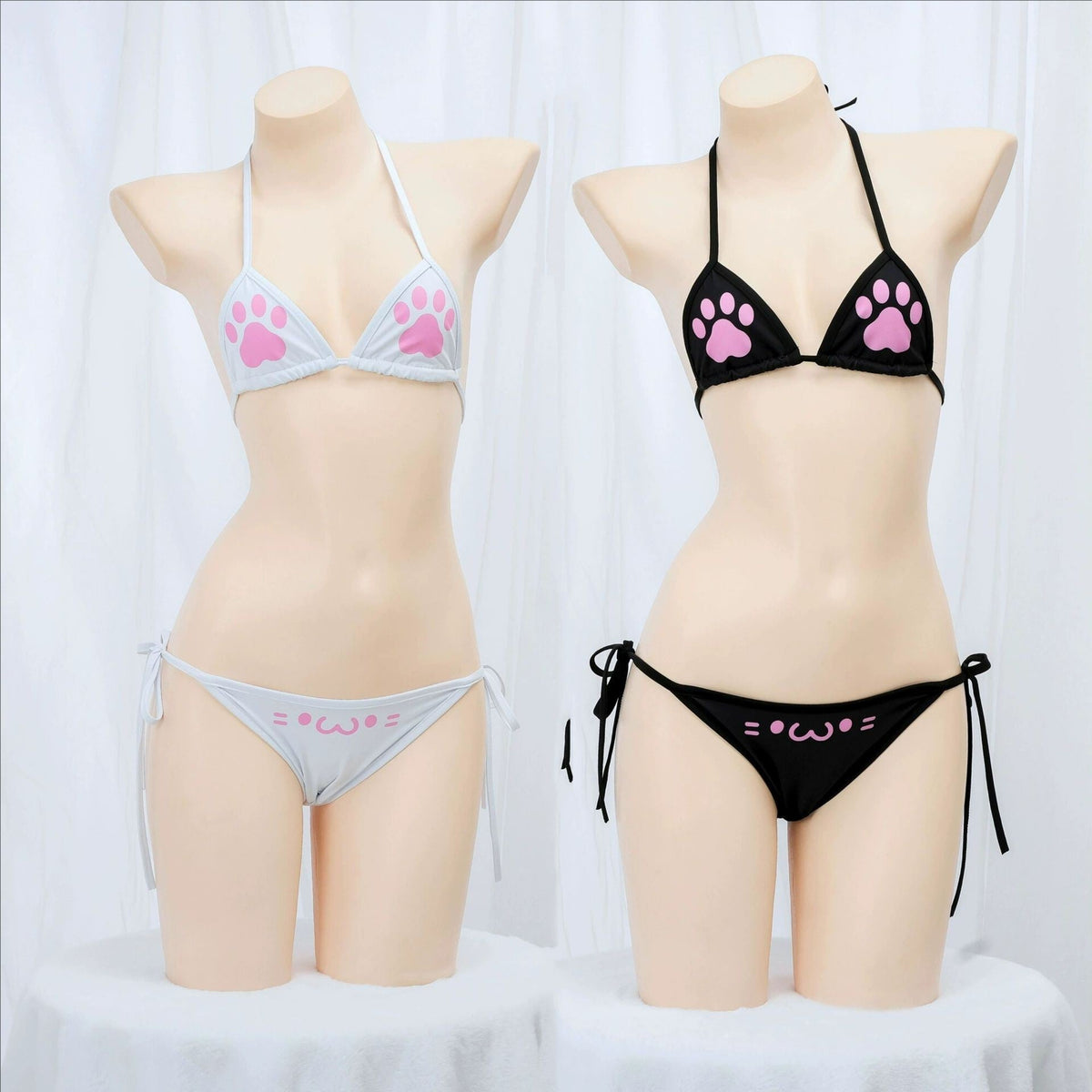 Japanese Anime Kawaii Girl Cute Cat Paw Bikini Swimsuit Women Claw Pattern Three Point Underwear Bra Panties Set Costume Cosplay