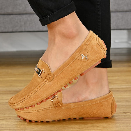 YRZL Loafers Men Big Size 48 Soft Driving Moccasins High Quality Flats Genuine Leather Shoes Men Slip-on Suede Loafers for Men