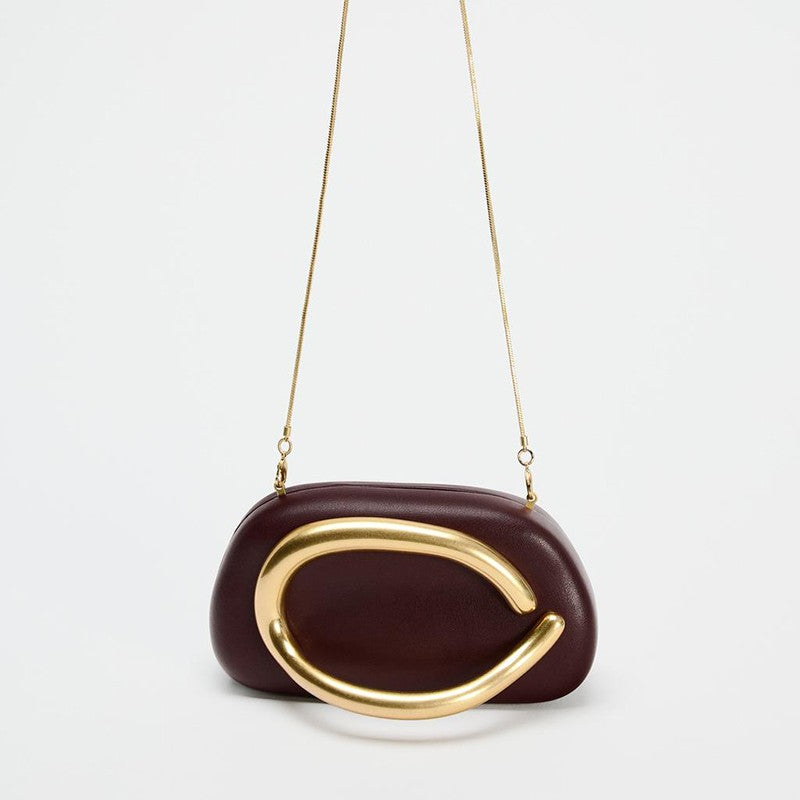 Box Bag Metal Details Crossbody Pu Leather Clutch Shoulder Luxury Brand Handbags Women's Handbag Ladies Female Evening Purse Red