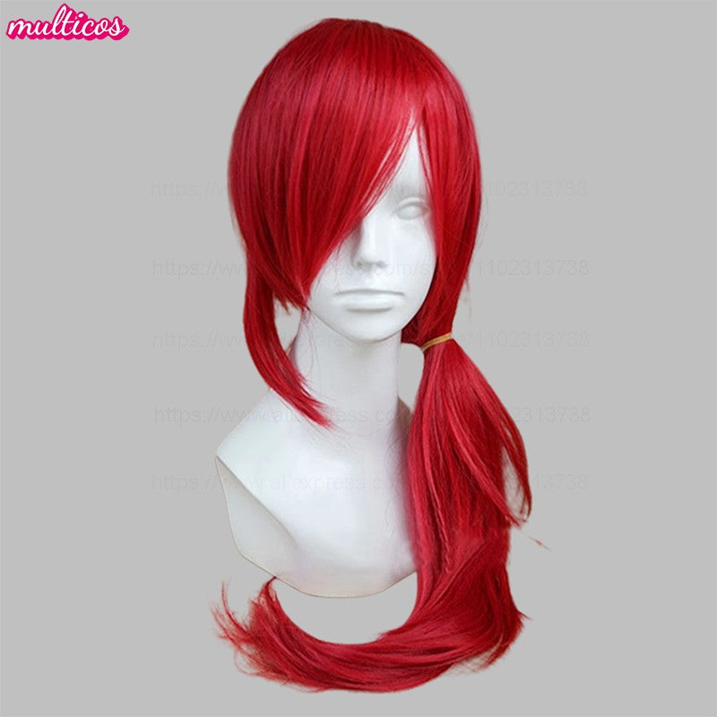 High Quality Xayah Cosplay Wig LOL Cosplay Red Mixed White Ears Heat Resistant Synthetic Hair Anime Wigs + Wig Cap