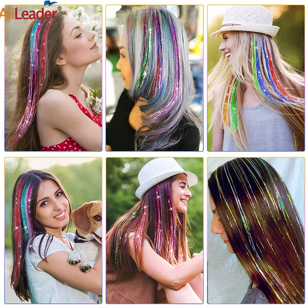 New Hair Tinsel Clip In Extensions Shiny Sparkle Hair Tinsel Glitter Fairy Hair Tinsel Kit Clip In Sparkle Hair Extension 19.5In