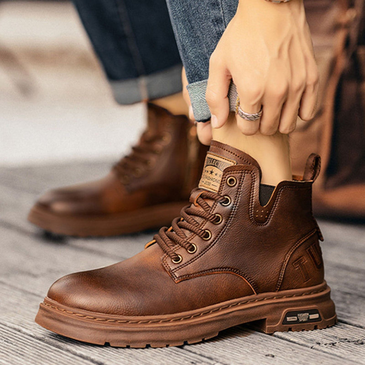 Boot Men'S Velvet Warm And Wear Thick Soled Classic And Fashionable Lace Up Ankle Boots Boots Men Wide Width Zapatos De Hombre