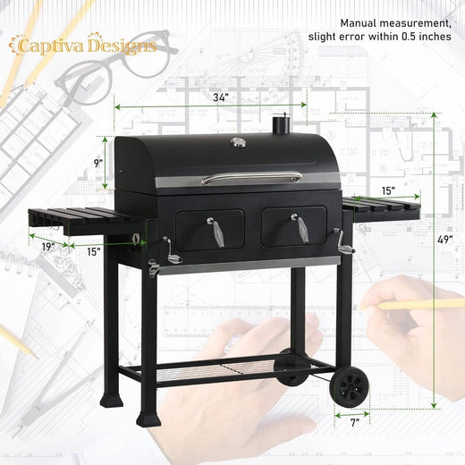 Extra Large Charcoal BBQ Grill with Oversize Cooking Area(794 SQIN), Outdoor Cooking Grill with 2 Individual Lifting Charcoal T