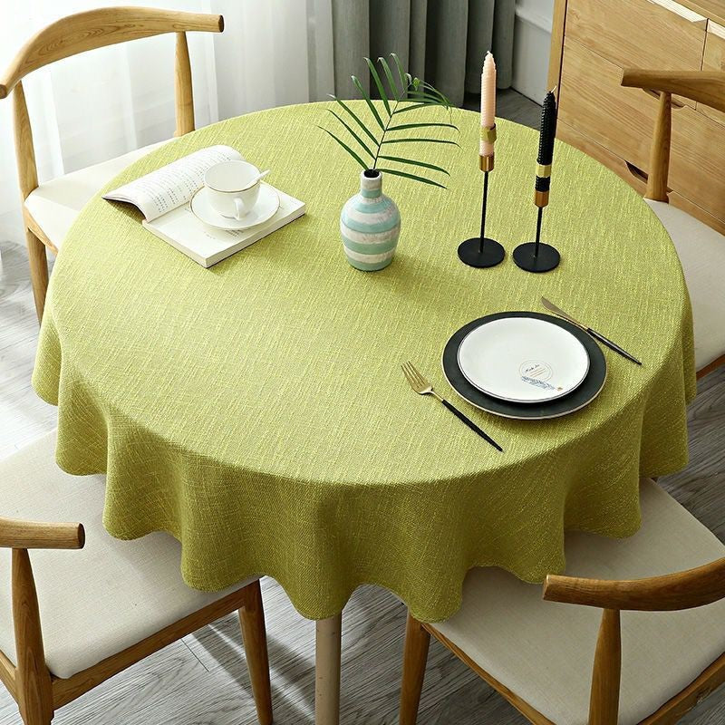 Round Table Cover Linen Round Tablecloth Solid Color Table Cloth Dining Tea Home Hotel Banquet Fabric Tablecloth
