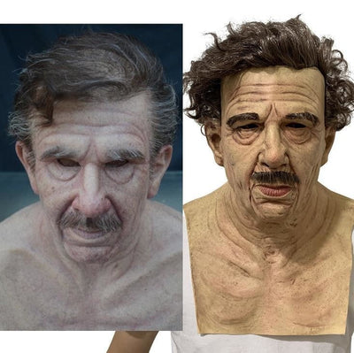 Old Man Mask Full Head Realistic Grandpa Face Wig Scary Elderly Costume For Halloween Party Centerpiece Home Display For Adults