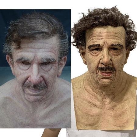 Old Man Mask Full Head Realistic Grandpa Face Wig Scary Elderly Costume For Halloween Party Centerpiece Home Display For Adults