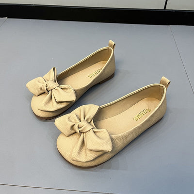 New Luxury Designer Shoes for Women Fashion Butterfly-knot Square Toe Party Leather Ballet Flats Ladies Flat Shoes Loafers Women