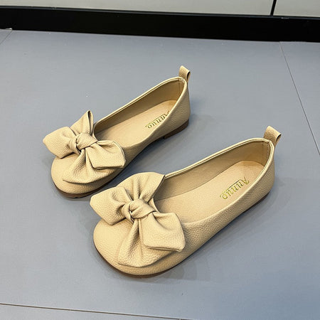 New Luxury Designer Shoes for Women Fashion Butterfly-knot Square Toe Party Leather Ballet Flats Ladies Flat Shoes Loafers Women