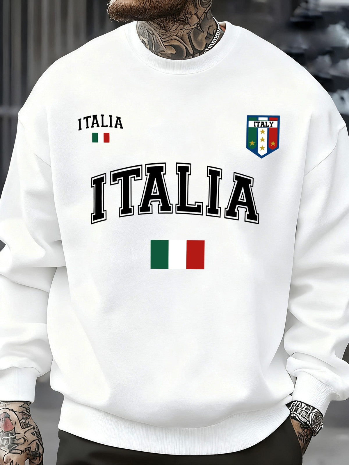 Italia Italian Flag Design Men Sweatshirt Creative Fleece Streetwear Fashion Clothes Autumn Hip Hop Pullovers Casual Tops