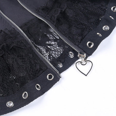 Zipper Front Women's Punk Vintage High Wasit Skirt Japanese Style Kawaii Black Harajuku Gothic Skater Cosplay Mini Skirts