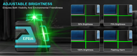 Kiprim Laser Level 2 Lines/5 Lines 360 Automatic Leveling Level Construction Tool Equipment Green Light Professional Cross Laser
