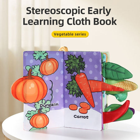 Baby Cloth Book 6-page 0-3 Year Old Infant Early Education Toys Vegetable Enlightenment Cognition Cloth Book Baby Toys
