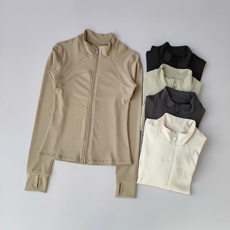 Women's Quick-Drying Long Sleeve Sports Jacket Running Training Fitness Top Gym Workout Sweatshirt - Casual Sports Coat