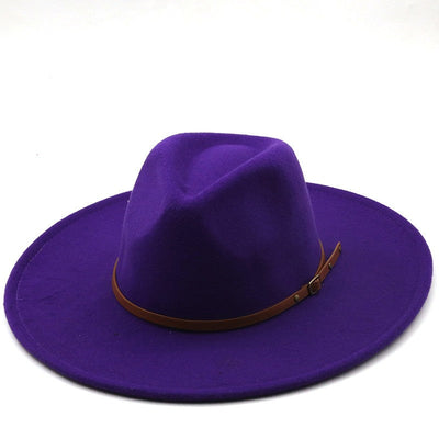 9.5cm Wide Brim Fedora Hats with Brown Belt Autumn Winter Women Party Top Hat Men Jazz Retro Cowboy Felt Cap Panama Sun Hat