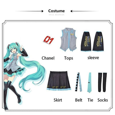 Anime Figures Performance Clothes Miku Cosplay Costume JK Skirt Suit Wig Accessories Halloween Carnival Party Comic Con
