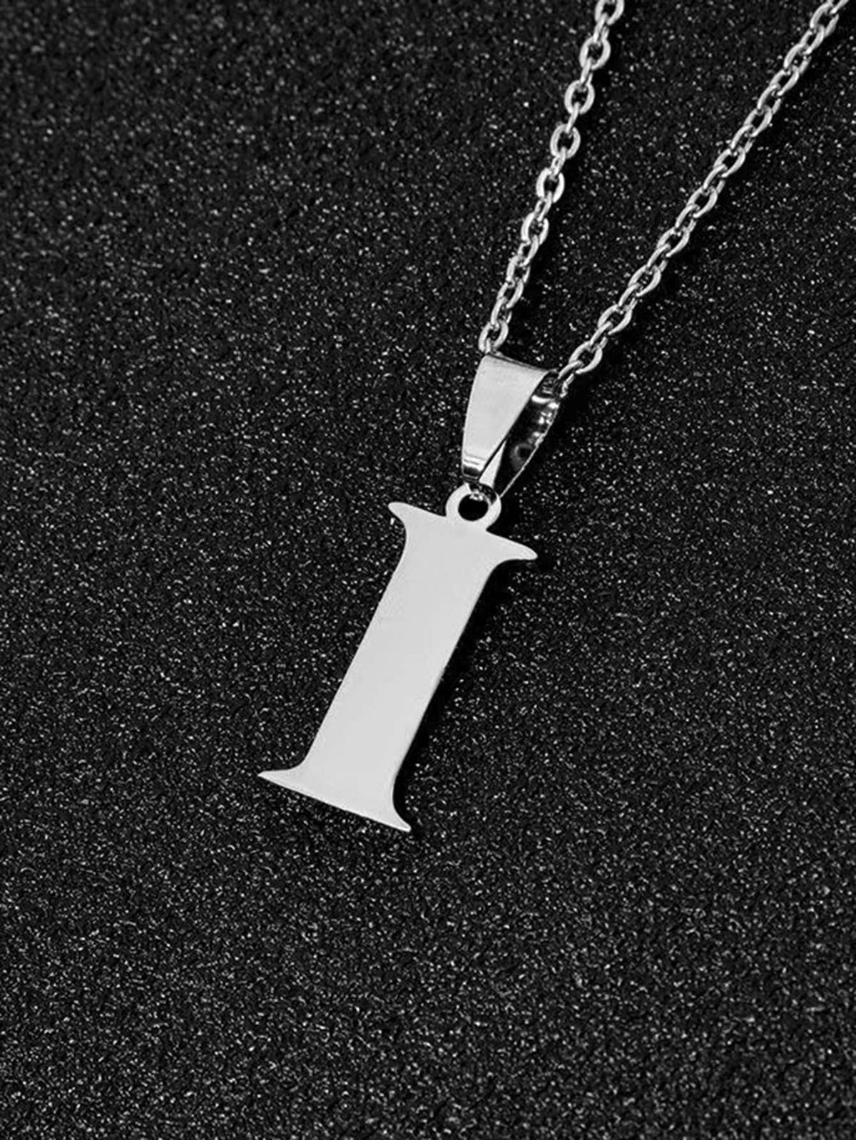 DGIDDK Stainless Steel Fashion Simple A-Z Small Letter Necklace Initial Pendant Fine Chain Alphabet Men Women Jewelry Gift