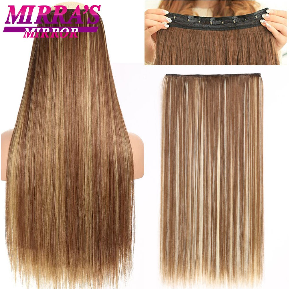 16 Clips in Hair Extensions 24Inchs Long Straight Hairstyle Synthetic Blonde Black Hairpieces Heat Resistant Fake Hair 6Pcs/Set