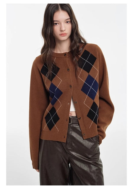 College style sweater 100% Australian Wool Sweaters Large Size Cardigan High-grade Women's Autumn Winter Fashion Knitwear