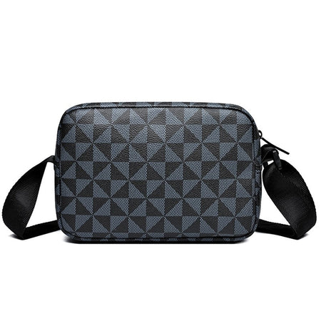 Casual Business Shoulder Bag for Men Pu Leather Messenger Bag Wide Strap Crossbody Bags Square Plaid Designer Male Sling Bags
