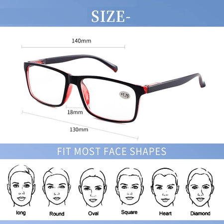 Reading Glasses for Men Women Sports Anti-blue Light Reading Eyewear Black Red Presbyopia Eyeglasses +100 to+400 glasses