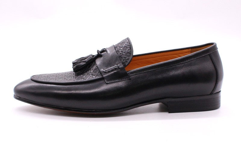 FELIX CHU Men's Genuine Leather Tassel Loafers Italian Luxury Fashion Slip-On Dress Shoes for Parties Weddings Casual Wear