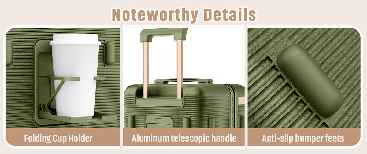 Joyway 22 inch Lightweight, Thin and Durable Short-trip Luggage Suitcase with Cup Holder, TSA Lock, Spinner Wheels