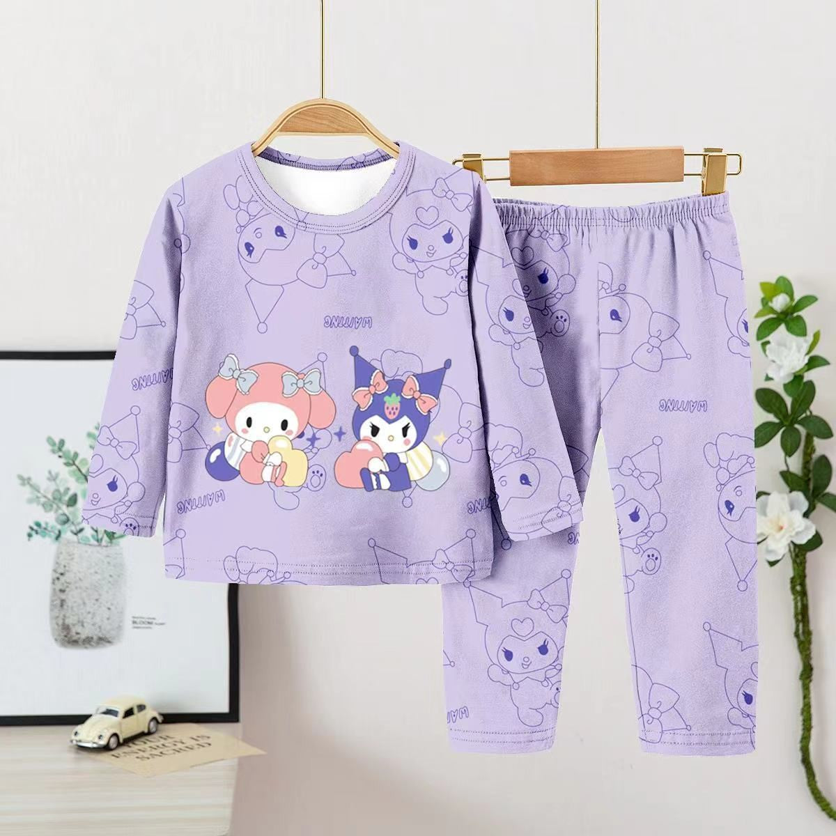 Anime Cinnamoroll Children Pajama Sets Soft Round Neck Comfortable Kids Pajama Suit Causal Loose Breathable Boys Girls Nightwear