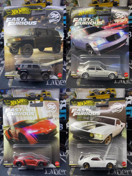New Fast & Furious 25th Anniversary Diecast Vehicle Model Set 1:64 Scale Classic Cars Incl. Mitsubishi Mercedes Mustang - Toy