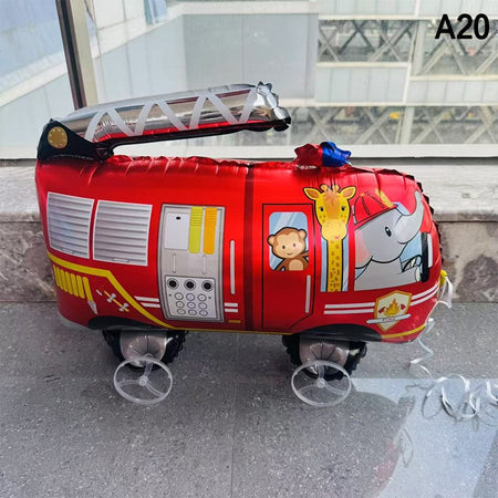 1PC 3D Cartoon Foil Balloons Elephant Stand Walking Balloon With Wheel For Kids Birthday Party Decoration Baby Shower