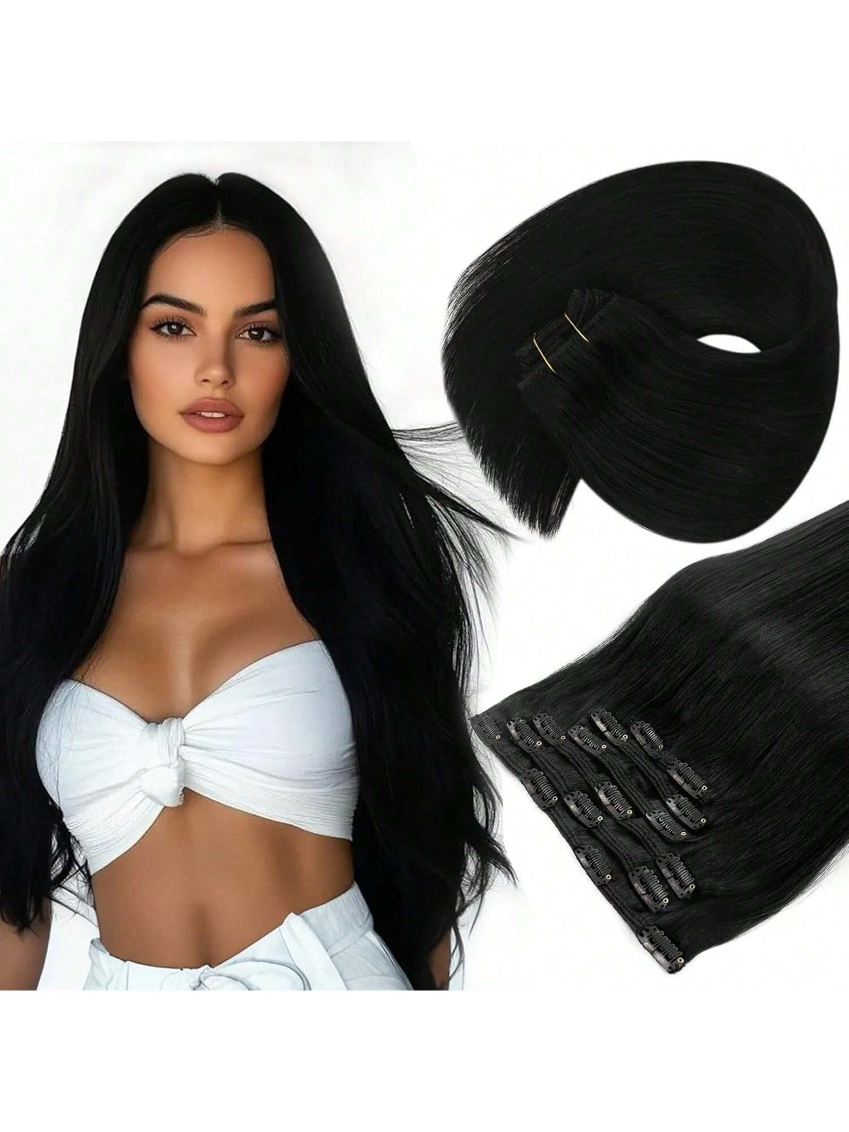 Clip In Hair Extensions Real Human Hair Blonde Clip In Extensions 8pcs Double Weft Hair Extensions End  Human Hair #613