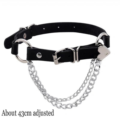 Woman Black Punk Choker Collar Necklace Sexy PU Leather Heart Lock Key Spike Chocker Gothic Cosplay Accessories Party Jewelry